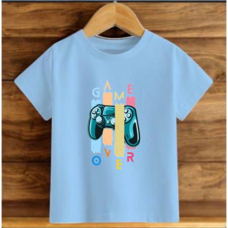 Çocuk Mavi Pamuklu Baskili T-shirt Çocuk Mavi Pamuklu Baskili T-shirt